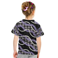 Black Hawaii Palaka Honohono Pikake Kid T Shirt Hawaiian Orchid Lei Polynesian Pattern - Polynesian Pride