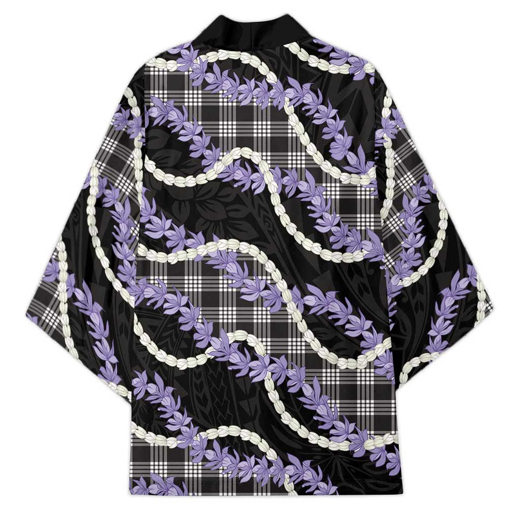 Black Hawaii Palaka Honohono Pikake Kimono Hawaiian Orchid Lei Polynesian Pattern - Polynesian Pride