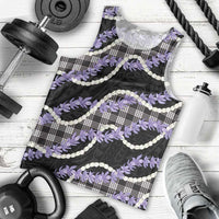Black Hawaii Palaka Honohono Pikake Men Tank Top Hawaiian Orchid Lei Polynesian Pattern - Polynesian Pride