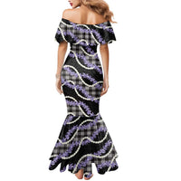 Black Hawaii Palaka Honohono Pikake Mermaid Dress Hawaiian Orchid Lei Polynesian Pattern - Polynesian Pride