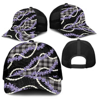Black Hawaii Palaka Honohono Pikake Mesh Trucker Cap Hawaiian Orchid Lei Polynesian Pattern - Polynesian Pride