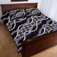 Black Hawaii Palaka Honohono Pikake Quilt Bed Set Hawaiian Orchid Lei Polynesian Pattern - Polynesian Pride