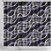 Black Hawaii Palaka Honohono Pikake Shower Curtain Hawaiian Orchid Lei Polynesian Pattern - Polynesian Pride