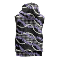 Black Hawaii Palaka Honohono Pikake Sleeveless Hoodie Hawaiian Orchid Lei Polynesian Pattern - Polynesian Pride