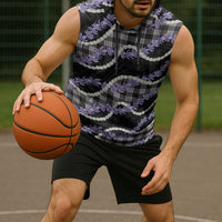 Black Hawaii Palaka Honohono Pikake Sleeveless Hoodie Hawaiian Orchid Lei Polynesian Pattern - Polynesian Pride