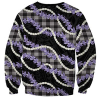 Black Hawaii Palaka Honohono Pikake Sweatshirt Hawaiian Orchid Lei Polynesian Pattern - Polynesian Pride