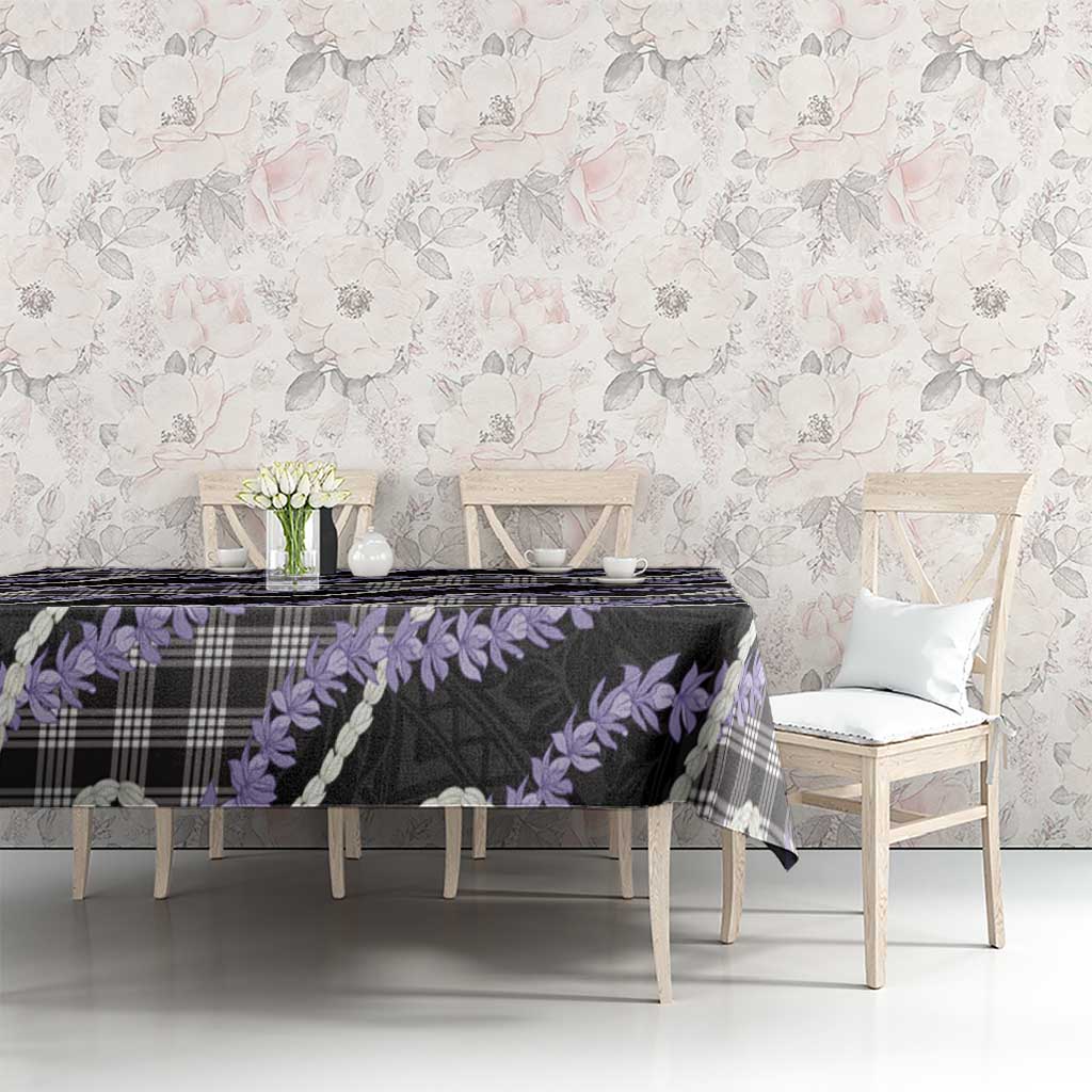 Black Hawaii Palaka Honohono Pikake Tablecloth Hawaiian Orchid Lei Polynesian Pattern - Polynesian Pride