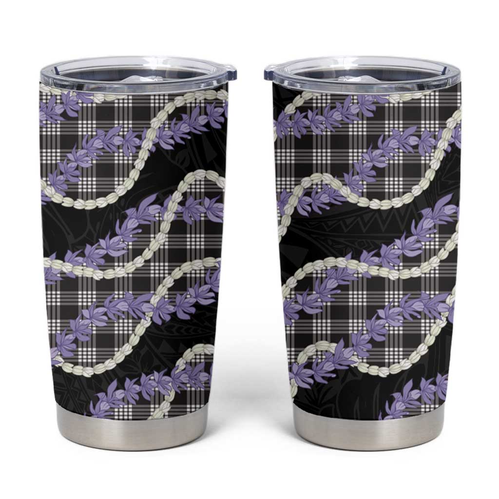 Black Hawaii Palaka Honohono Pikake Tumbler Cup Hawaiian Orchid Lei Polynesian Pattern - Polynesian Pride
