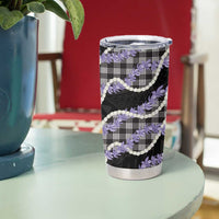 Black Hawaii Palaka Honohono Pikake Tumbler Cup Hawaiian Orchid Lei Polynesian Pattern - Polynesian Pride