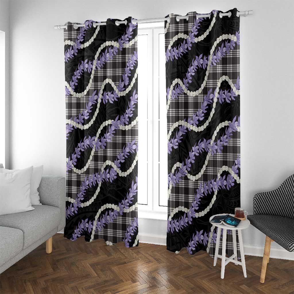 Black Hawaii Palaka Honohono Pikake Window Curtain Hawaiian Orchid Lei Polynesian Pattern - Polynesian Pride