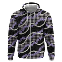 Black Hawaii Palaka Honohono Pikake Zip Hoodie Hawaiian Orchid Lei Polynesian Pattern - Polynesian Pride
