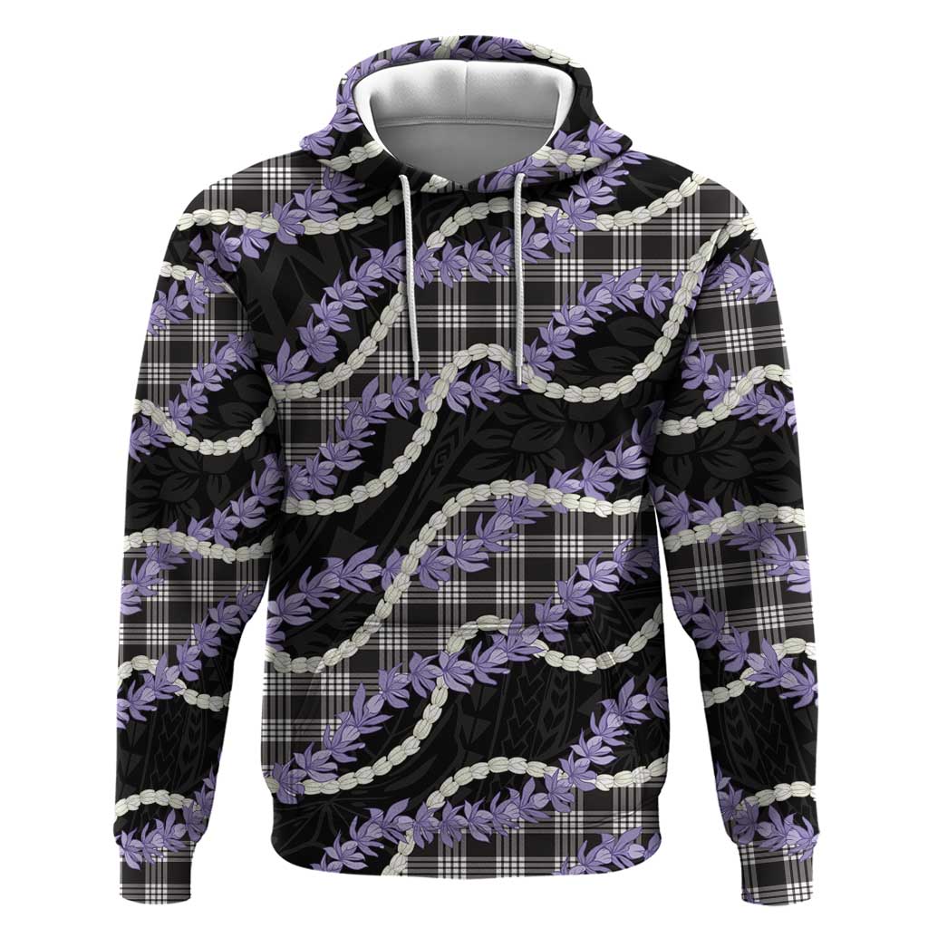 Black Hawaii Palaka Honohono Pikake Zip Hoodie Hawaiian Orchid Lei Polynesian Pattern - Polynesian Pride