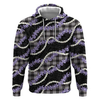 Black Hawaii Palaka Honohono Pikake Zip Hoodie Hawaiian Orchid Lei Polynesian Pattern - Polynesian Pride