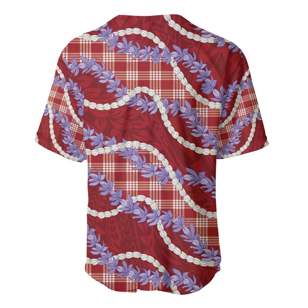 Red Hawaii Palaka Honohono Pikake Baseball Jersey Hawaiian Orchid Lei Polynesian Pattern - Polynesian Pride