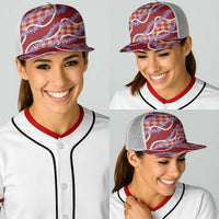 Red Hawaii Palaka Honohono Pikake Baseball Net Cap Hawaiian Orchid Lei Polynesian Pattern - Polynesian Pride