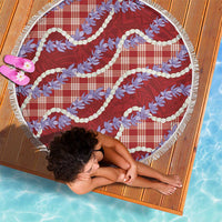 Red Hawaii Palaka Honohono Pikake Beach Blanket Hawaiian Orchid Lei Polynesian Pattern - Polynesian Pride