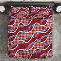 Red Hawaii Palaka Honohono Pikake Bedding Set Hawaiian Orchid Lei Polynesian Pattern - Polynesian Pride