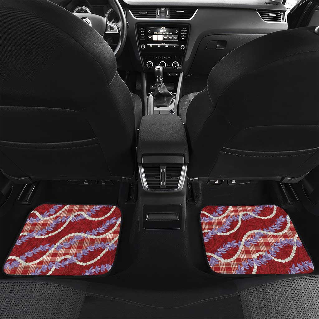 Red Hawaii Palaka Honohono Pikake Car Mats Hawaiian Orchid Lei Polynesian Pattern - Polynesian Pride