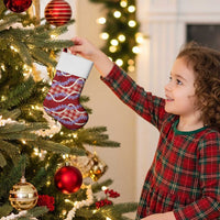 Red Hawaii Palaka Honohono Pikake Christmas Stocking Hawaiian Orchid Lei Polynesian Pattern - Polynesian Pride