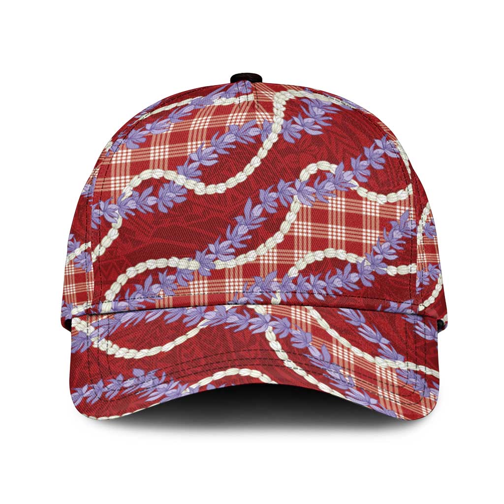 Red Hawaii Palaka Honohono Pikake Classic Cap Hawaiian Orchid Lei Polynesian Pattern - Polynesian Pride