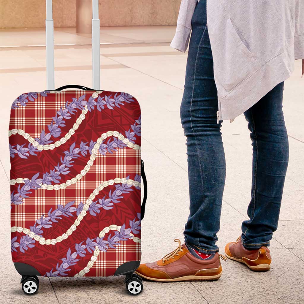 Red Hawaii Palaka Honohono Pikake Luggage Cover Hawaiian Orchid Lei Polynesian Pattern - Polynesian Pride