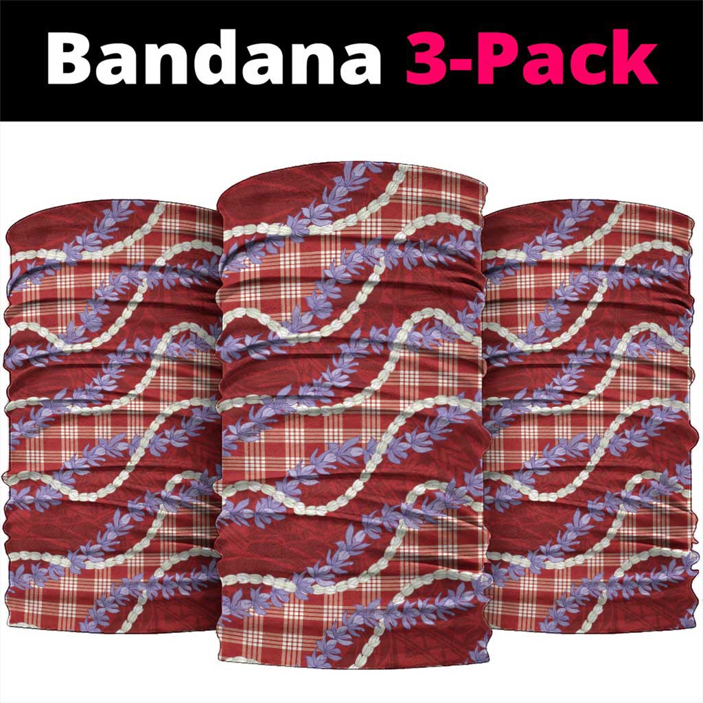 Red Hawaii Palaka Honohono Pikake Neck Gaiter Hawaiian Orchid Lei Polynesian Pattern - Polynesian Pride