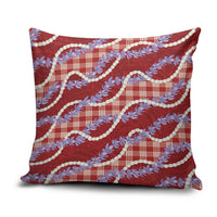 Red Hawaii Palaka Honohono Pikake Pillow Cover Hawaiian Orchid Lei Polynesian Pattern - Polynesian Pride