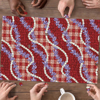 Red Hawaii Palaka Honohono Pikake Puzzle Hawaiian Orchid Lei Polynesian Pattern - Polynesian Pride