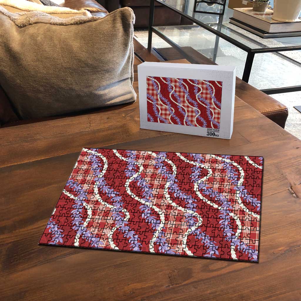 Red Hawaii Palaka Honohono Pikake Puzzle Hawaiian Orchid Lei Polynesian Pattern - Polynesian Pride