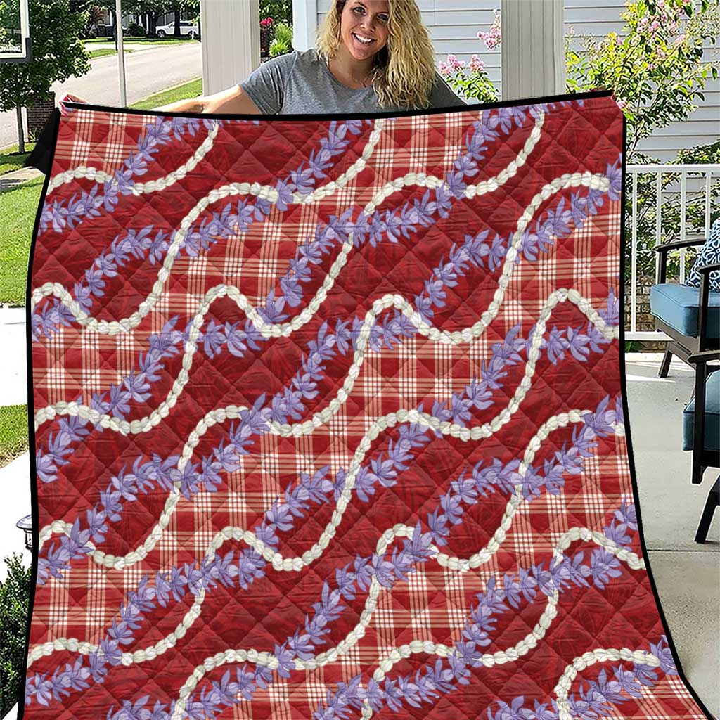 Red Hawaii Palaka Honohono Pikake Quilt Hawaiian Orchid Lei Polynesian Pattern - Polynesian Pride