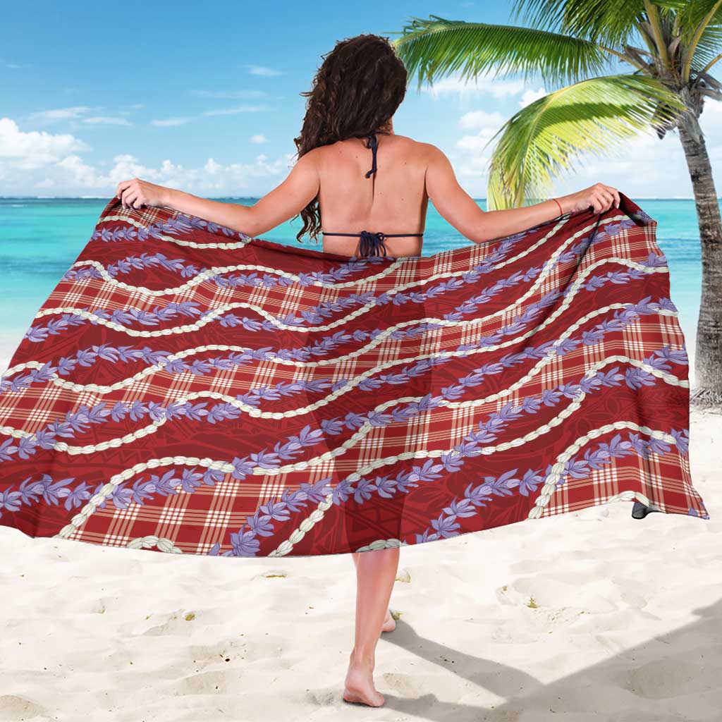 Red Hawaii Palaka Honohono Pikake Sarong Hawaiian Orchid Lei Polynesian Pattern - Polynesian Pride