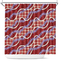 Red Hawaii Palaka Honohono Pikake Shower Curtain Hawaiian Orchid Lei Polynesian Pattern - Polynesian Pride