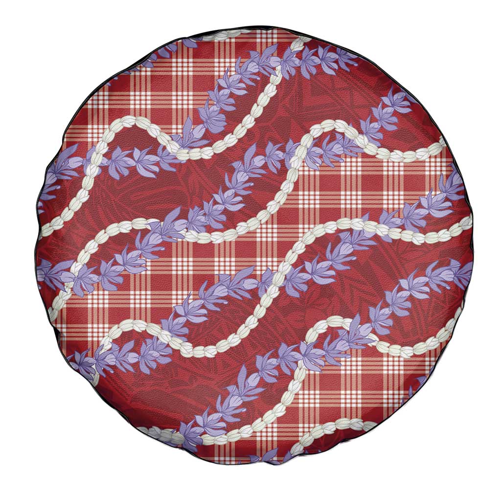 Red Hawaii Palaka Honohono Pikake Spare Tire Cover Hawaiian Orchid Lei Polynesian Pattern - Polynesian Pride
