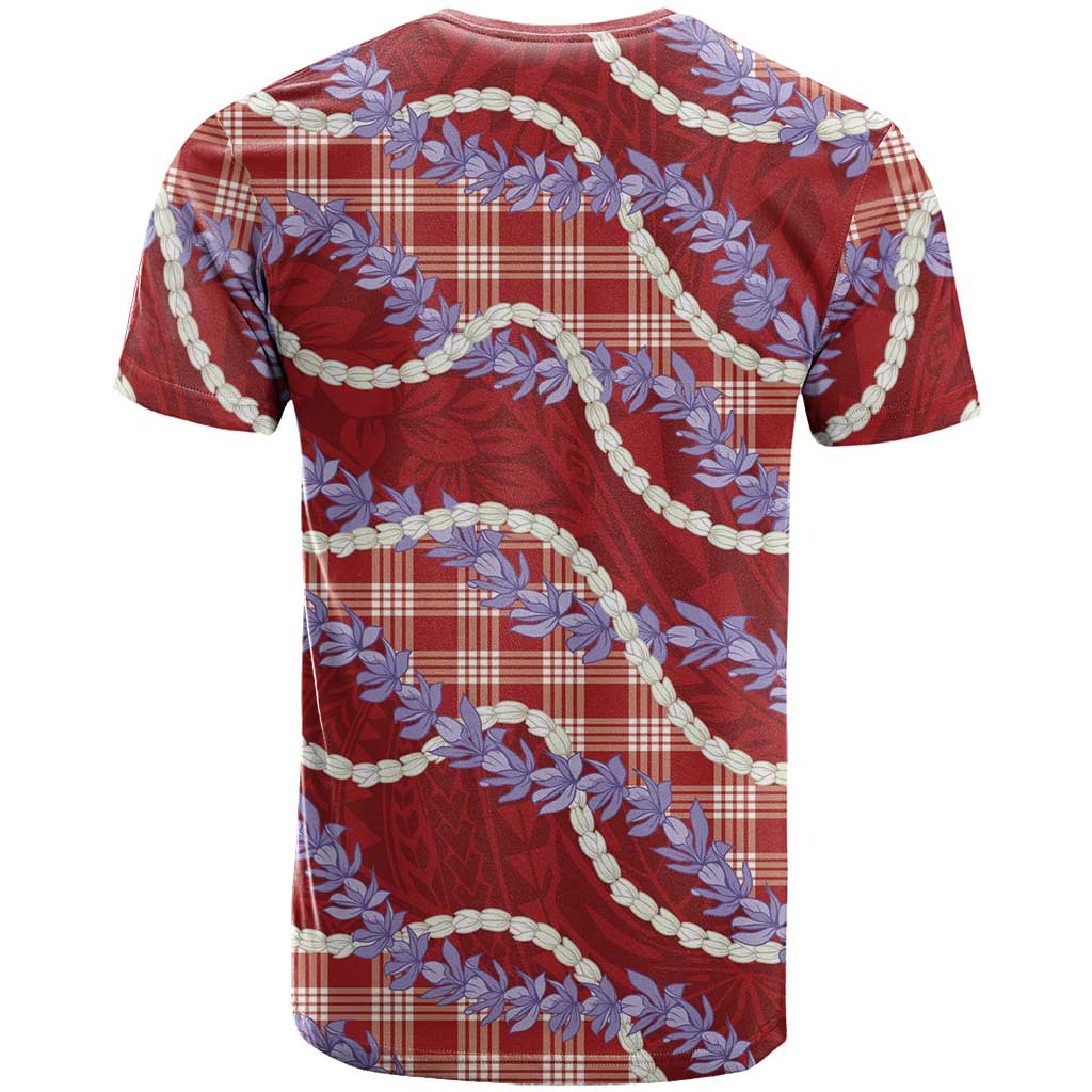 Red Hawaii Palaka Honohono Pikake T Shirt Hawaiian Orchid Lei Polynesian Pattern - Polynesian Pride