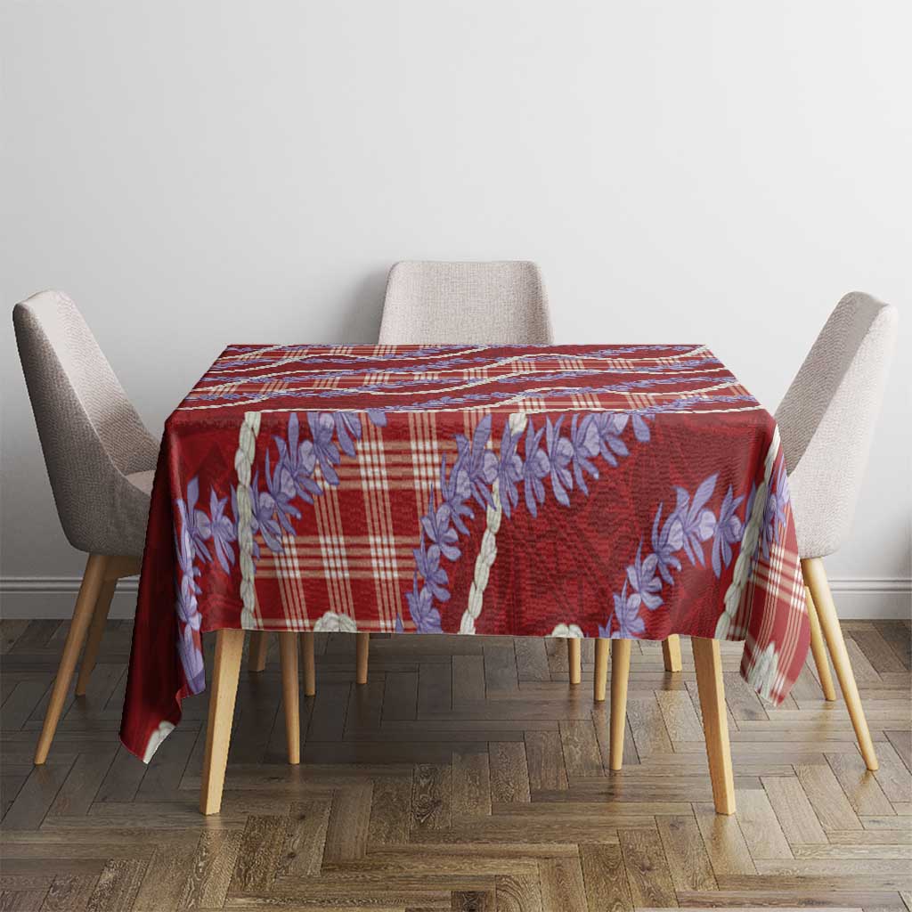 Red Hawaii Palaka Honohono Pikake Tablecloth Hawaiian Orchid Lei Polynesian Pattern - Polynesian Pride