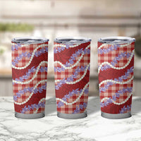 Red Hawaii Palaka Honohono Pikake Tumbler Cup Hawaiian Orchid Lei Polynesian Pattern - Polynesian Pride