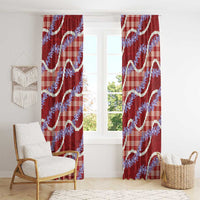 Red Hawaii Palaka Honohono Pikake Window Curtain Hawaiian Orchid Lei Polynesian Pattern - Polynesian Pride