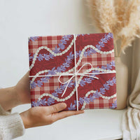 Red Hawaii Palaka Honohono Pikake Wrapping Paper Hawaiian Orchid Lei Polynesian Pattern - Polynesian Pride