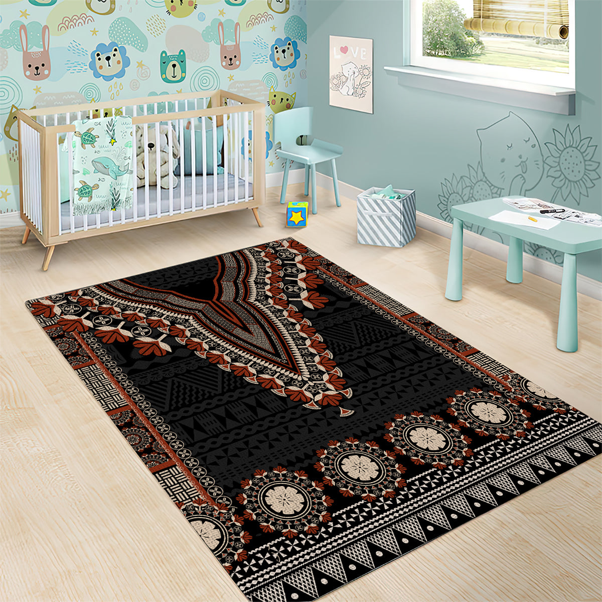 Bula Fiji Dashiki Vintage Fijian Masi Tapa Pattern Area Rug LT14 - Polynesian Pride