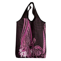 Pink Polynesia Easter Day Grocery Bag Eggs With Bunny Polynesian Pattern