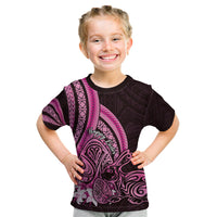Pink Polynesia Easter Day Kid T Shirt Eggs With Bunny Polynesian Pattern