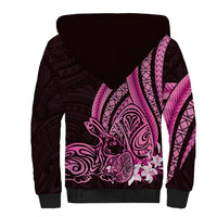 Pink Polynesia Easter Day Sherpa Hoodie Eggs With Bunny Polynesian Pattern