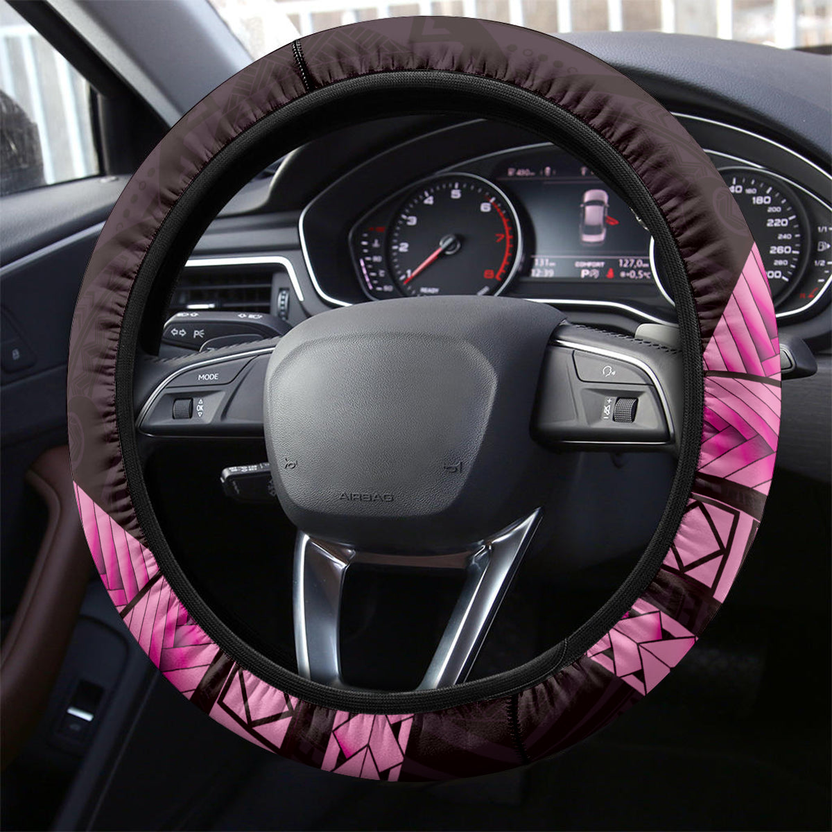 Pink Polynesia Easter Day Steering Wheel Cover Eggs With Bunny Polynesian Pattern