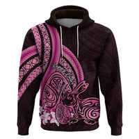 Pink Polynesia Easter Day Zip Hoodie Eggs With Bunny Polynesian Pattern