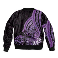 Purple Polynesia Easter Day Bomber Jacket Eggs With Bunny Polynesian Pattern