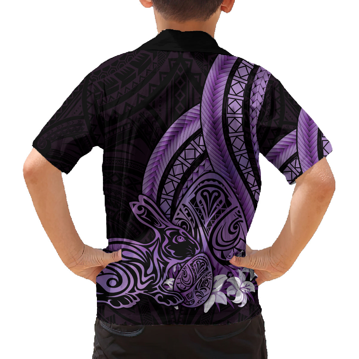 Purple Polynesia Easter Day Family Matching Long Sleeve Bodycon Dress and Hawaiian Shirt Eggs With Bunny Polynesian Pattern LT14 - Polynesian Pride