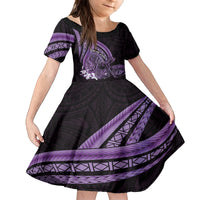 Purple Polynesia Easter Day Family Matching Long Sleeve Bodycon Dress and Hawaiian Shirt Eggs With Bunny Polynesian Pattern LT14 Daughter's Dress Purple - Polynesian Pride