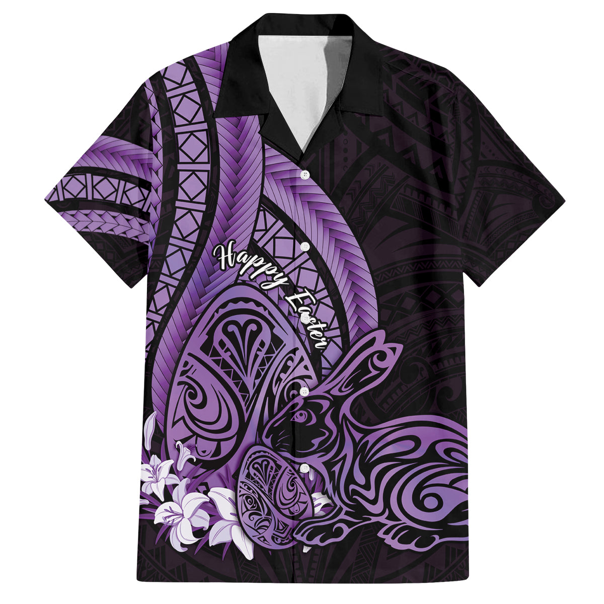 Purple Polynesia Easter Day Family Matching Long Sleeve Bodycon Dress and Hawaiian Shirt Eggs With Bunny Polynesian Pattern LT14 Dad's Shirt - Short Sleeve Purple - Polynesian Pride