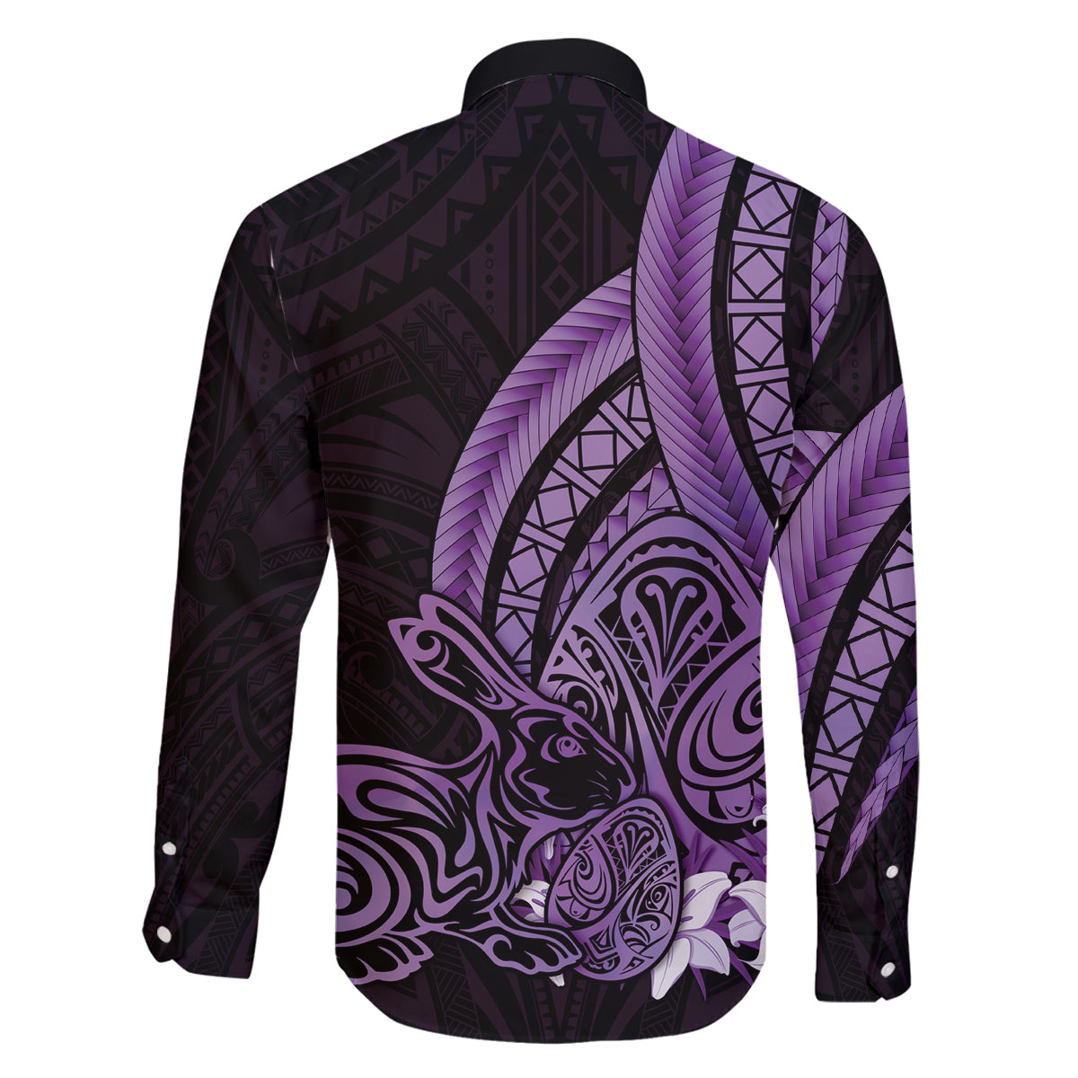 Purple Polynesia Easter Day Family Matching Long Sleeve Bodycon Dress and Hawaiian Shirt Eggs With Bunny Polynesian Pattern LT14 - Polynesian Pride