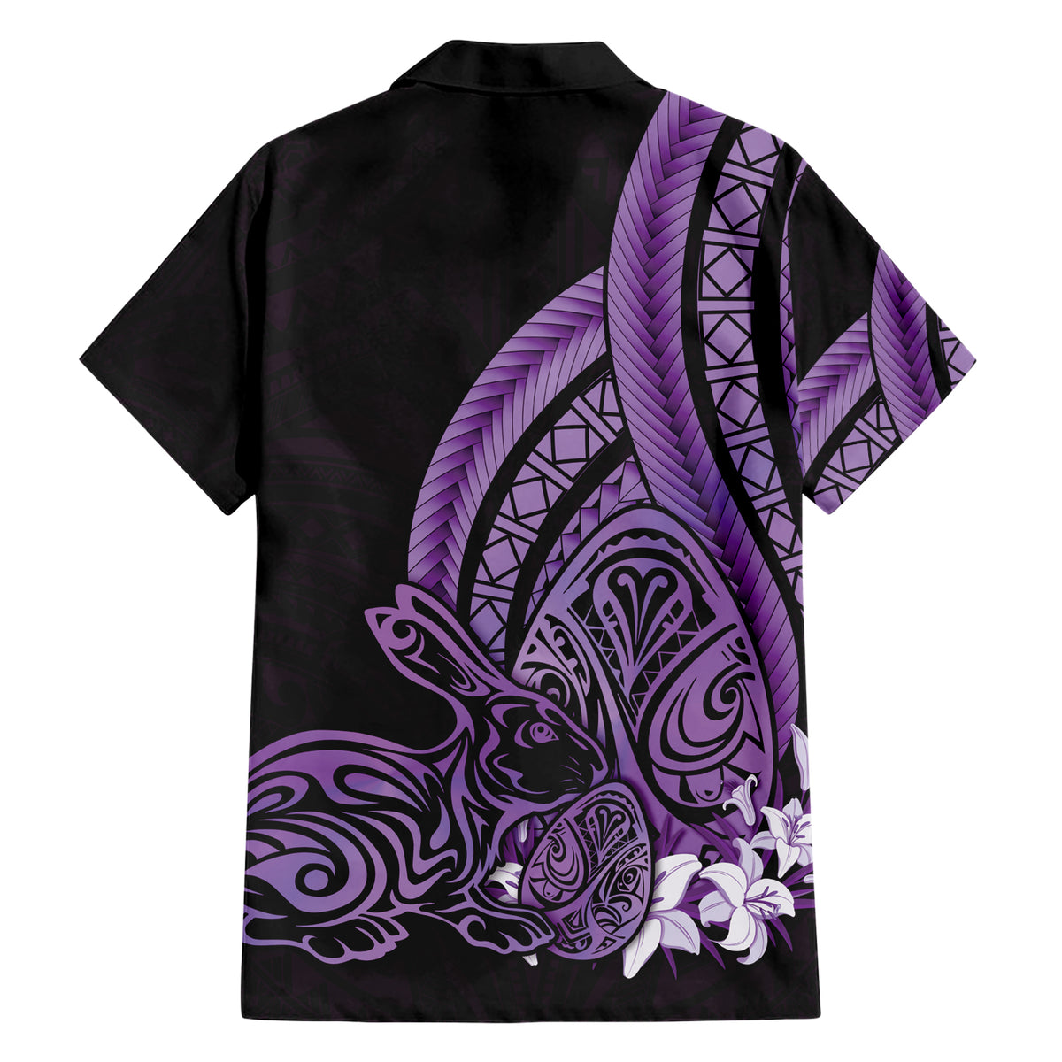 Purple Polynesia Easter Day Family Matching Short Sleeve Bodycon Dress and Hawaiian Shirt Eggs With Bunny Polynesian Pattern